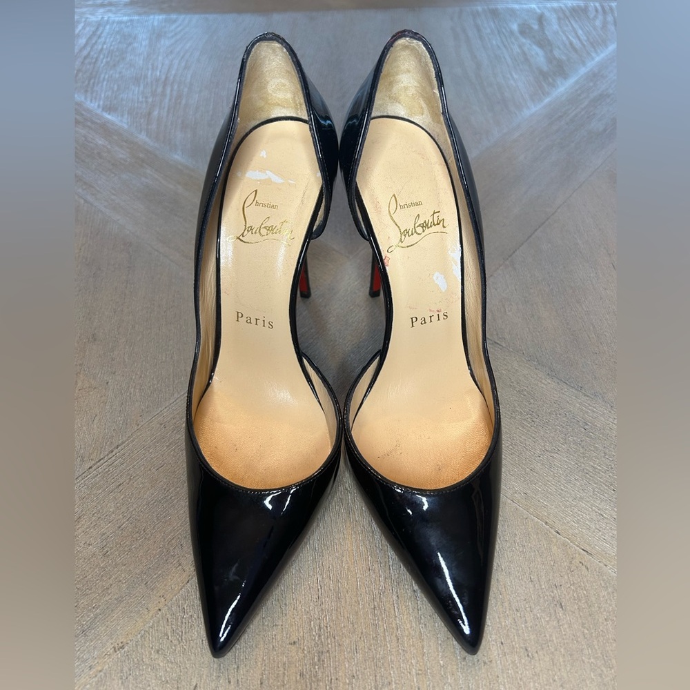 Christian Louboutin Black Iriza patent sexy formal homecoming date gala 100 mm - Picture 2 of 9